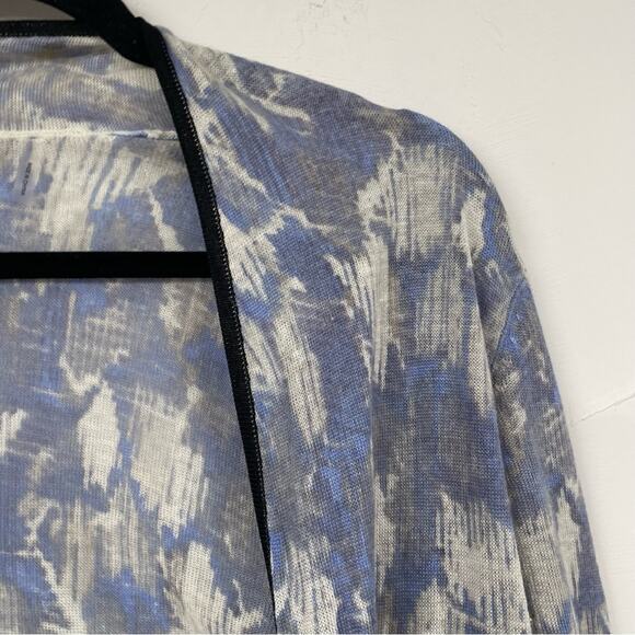 Nic & Zoe Blue & Gold Printed Open Front Lightweight Cardigan Sweater Womens S - Picture 2 of 8